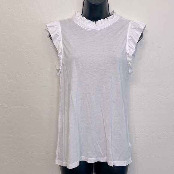 LA made Tops - NWT LA made Women’s Small White Ruffle Sleeves Tee Shirt